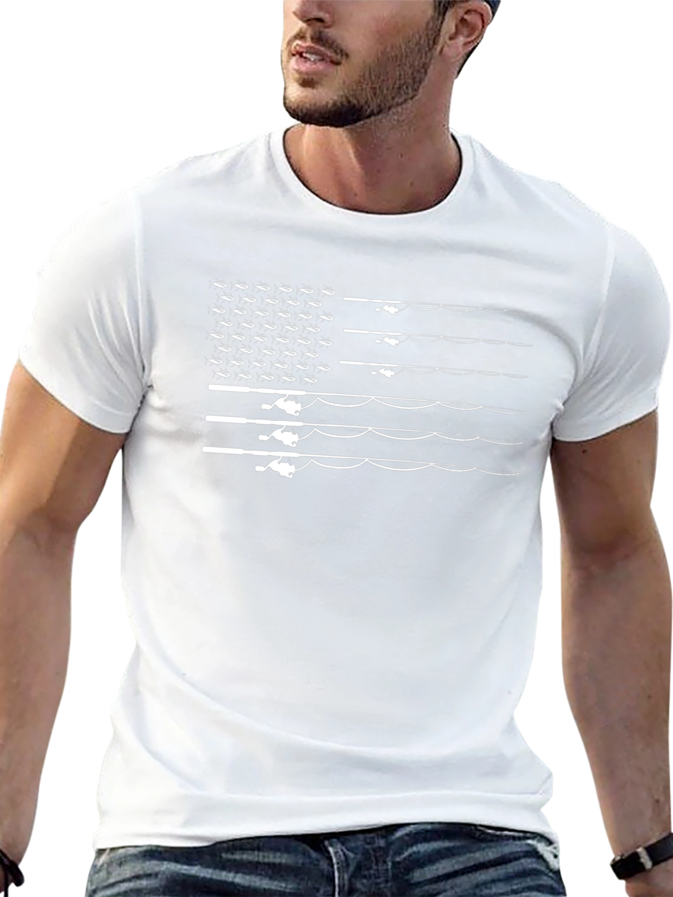 Fishing Rod American Flag Graphic Tee
