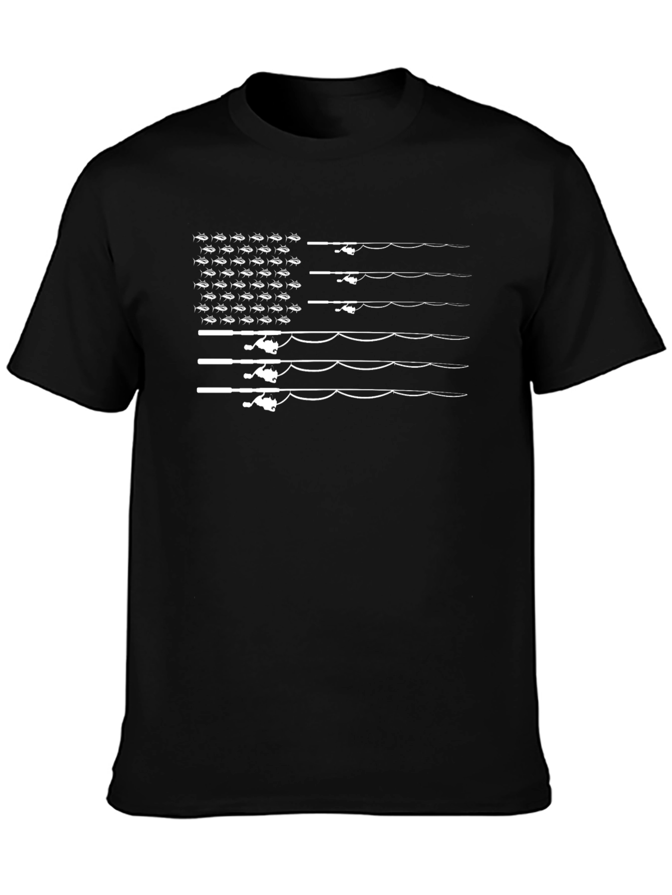 Fishing Rod American Flag Graphic Tee