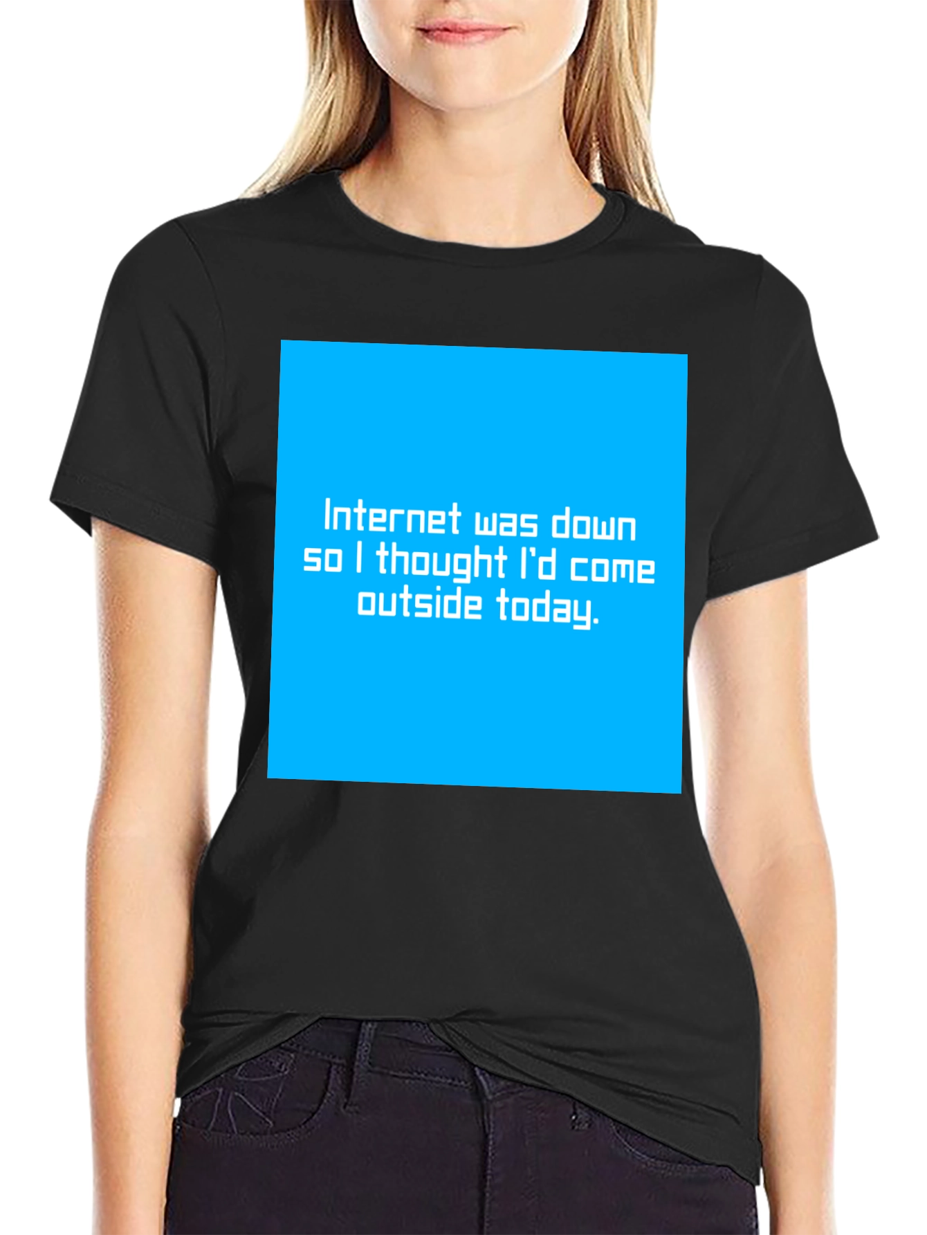 Funny Internet Down Graphic Tee - Black