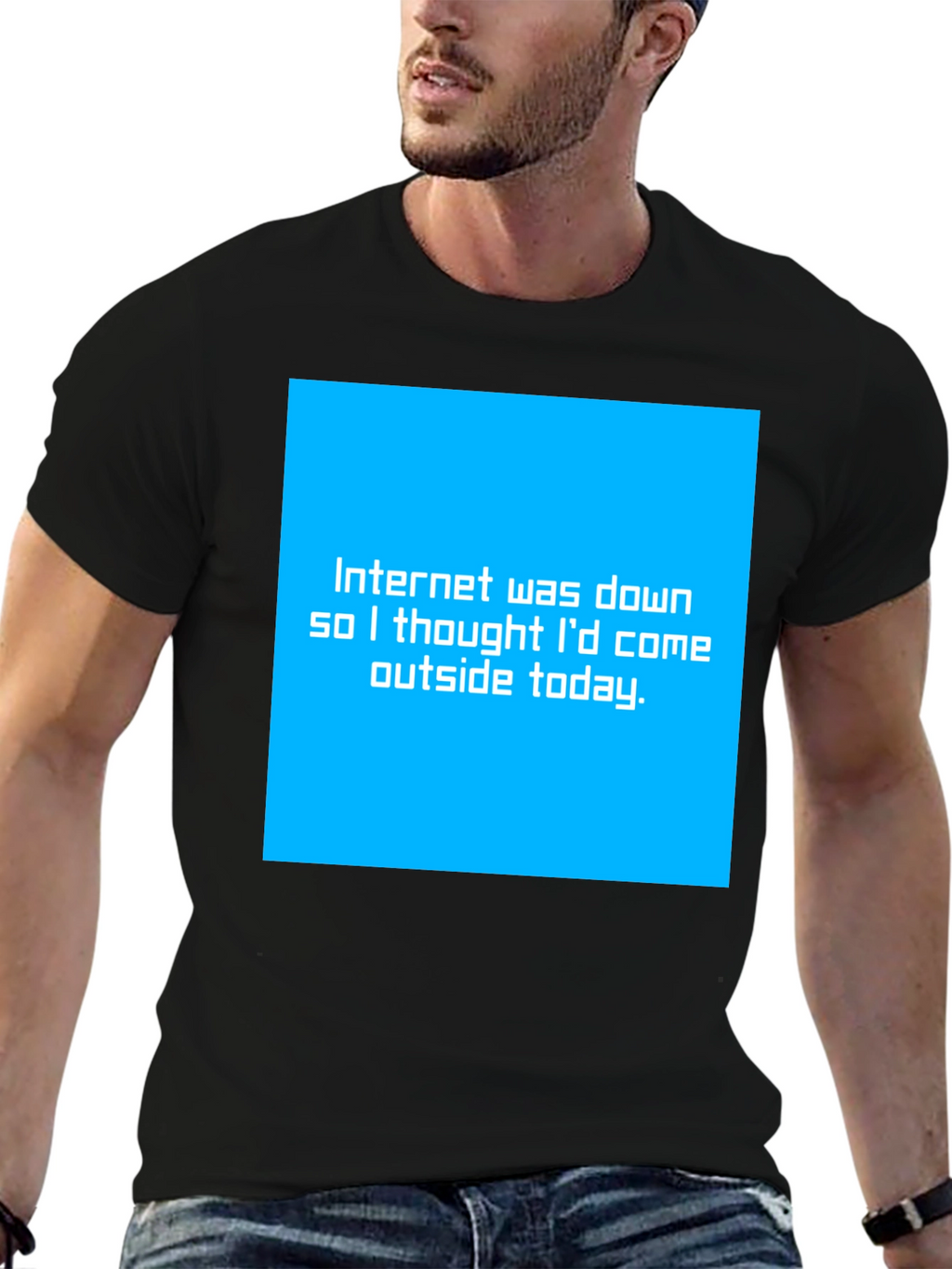 Funny Internet Down Graphic Tee - Black