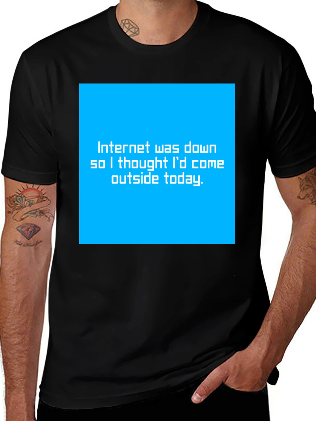 Funny Internet Down Graphic Tee - Black