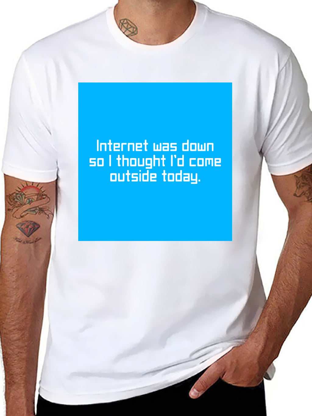 Funny Internet Down Graphic Tee - Black