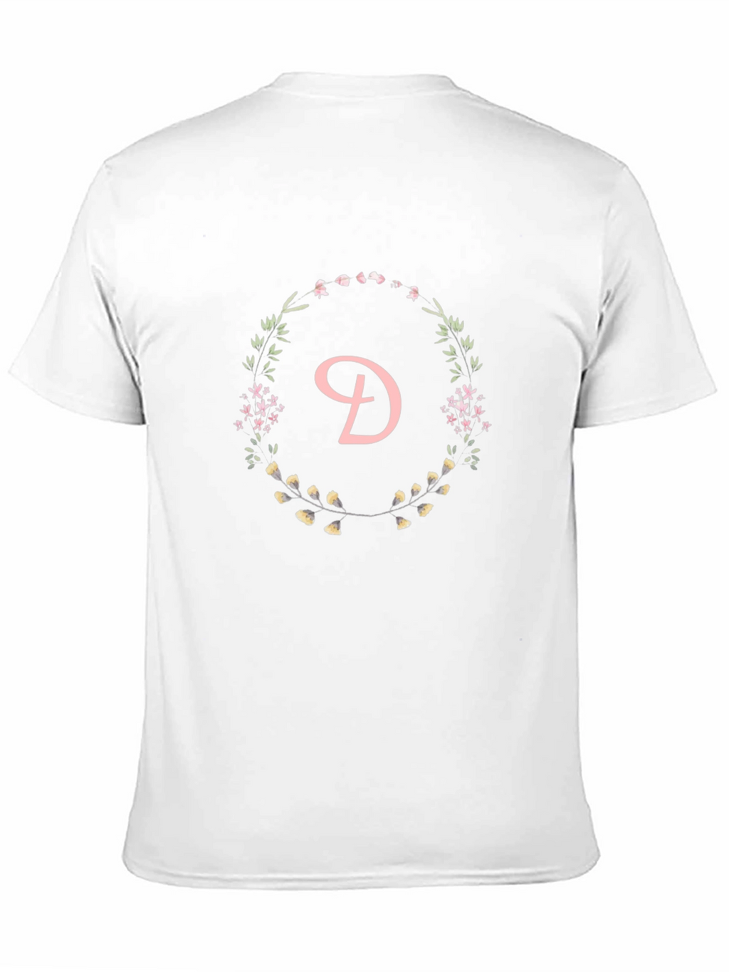 Floral Letter D Black T-Shirt