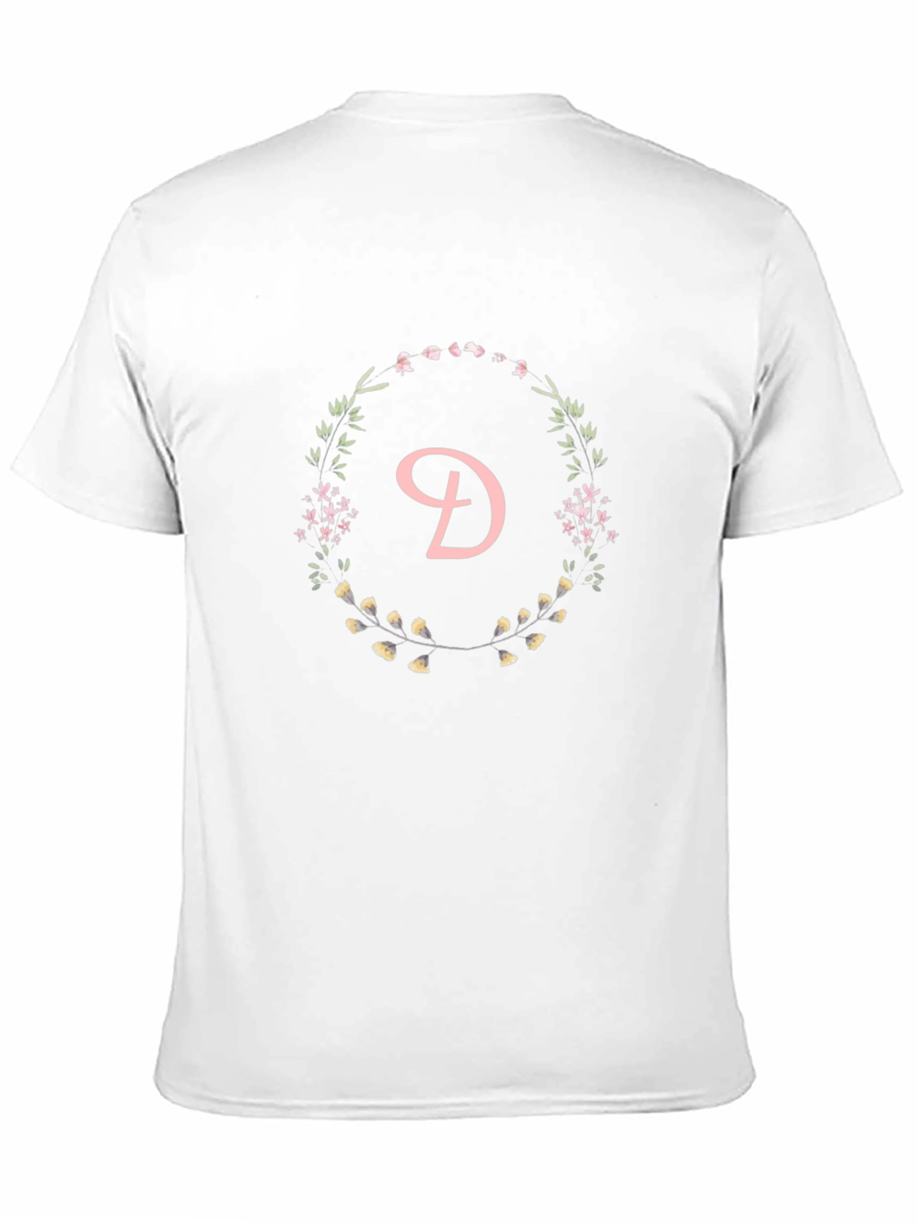 Floral Letter D Black T-Shirt