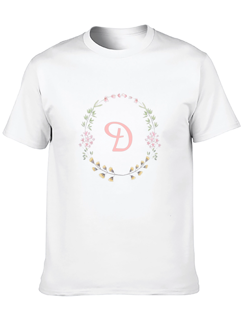 Floral Letter D Black T-Shirt