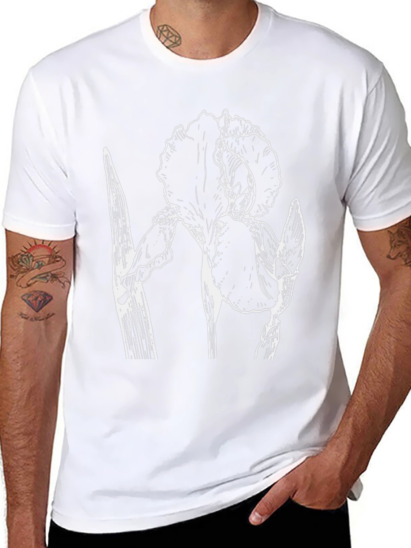 Floral Graphic Print Black Crew Neck T-Shirt