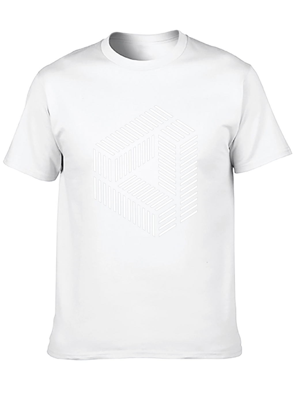 Optical Illusion Striped Cube Graphic Tee - Black