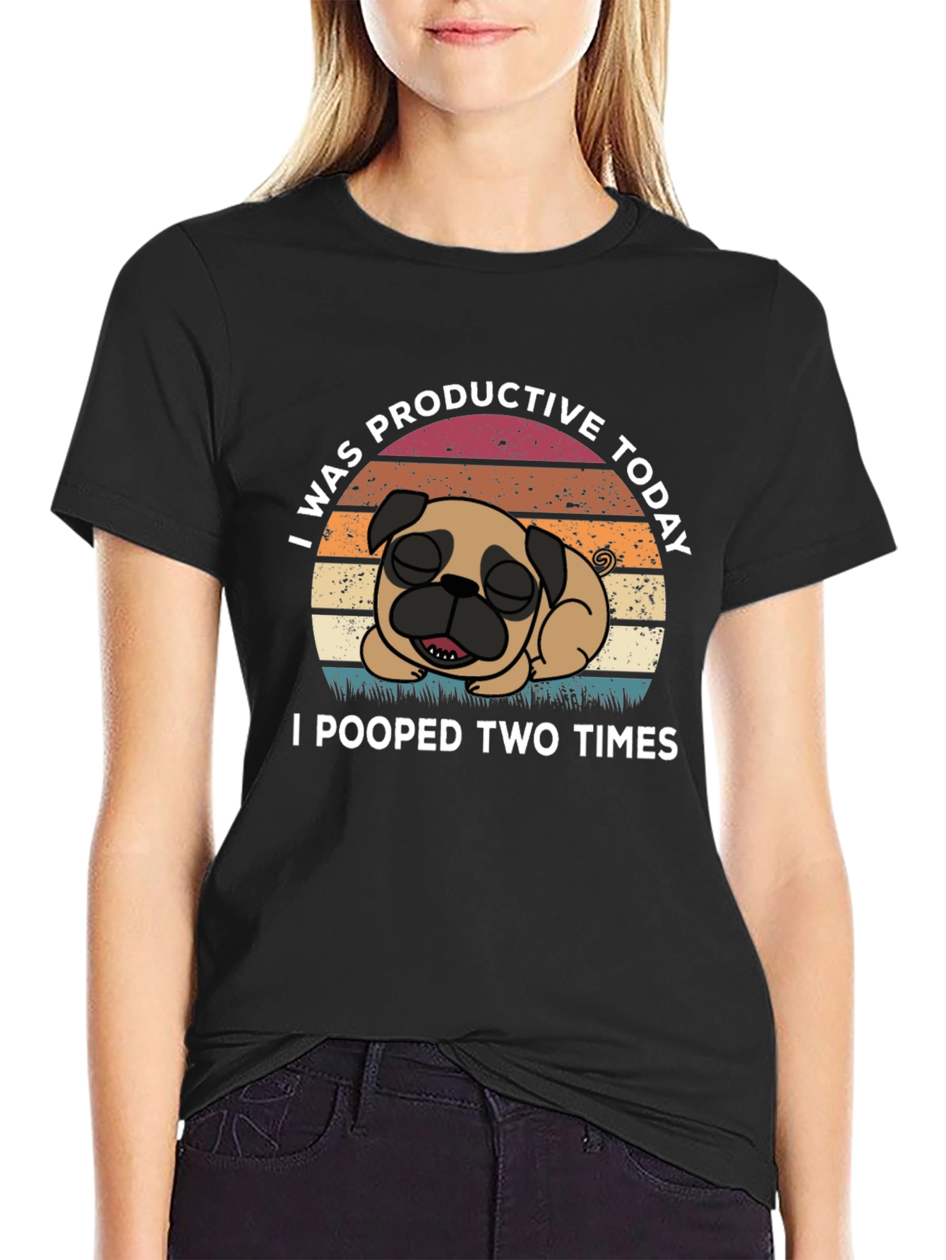 Funny Pug T-Shirt: I Was Productive Today
