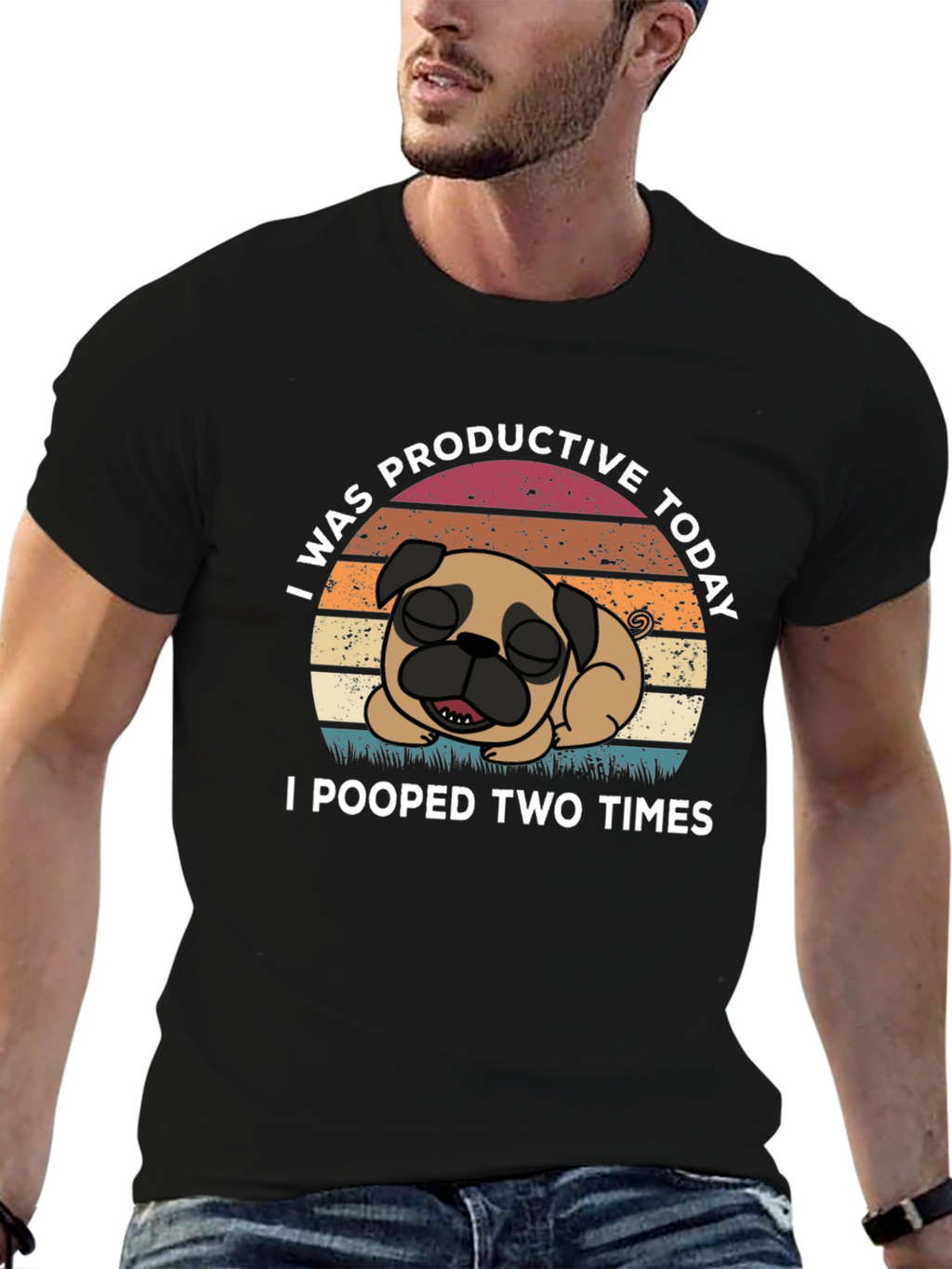 Funny Pug T-Shirt: I Was Productive Today