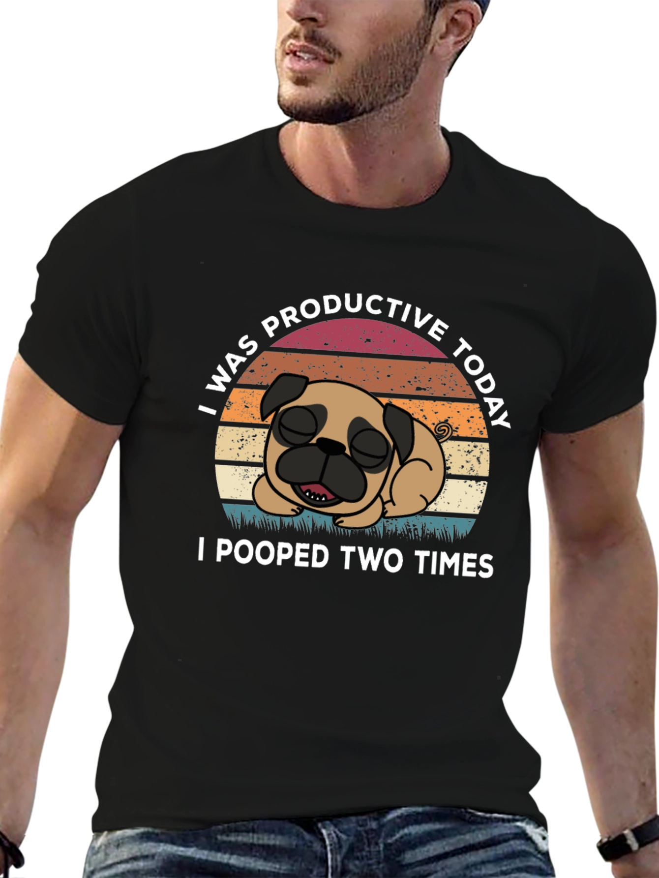 Funny Pug T-Shirt: I Was Productive Today
