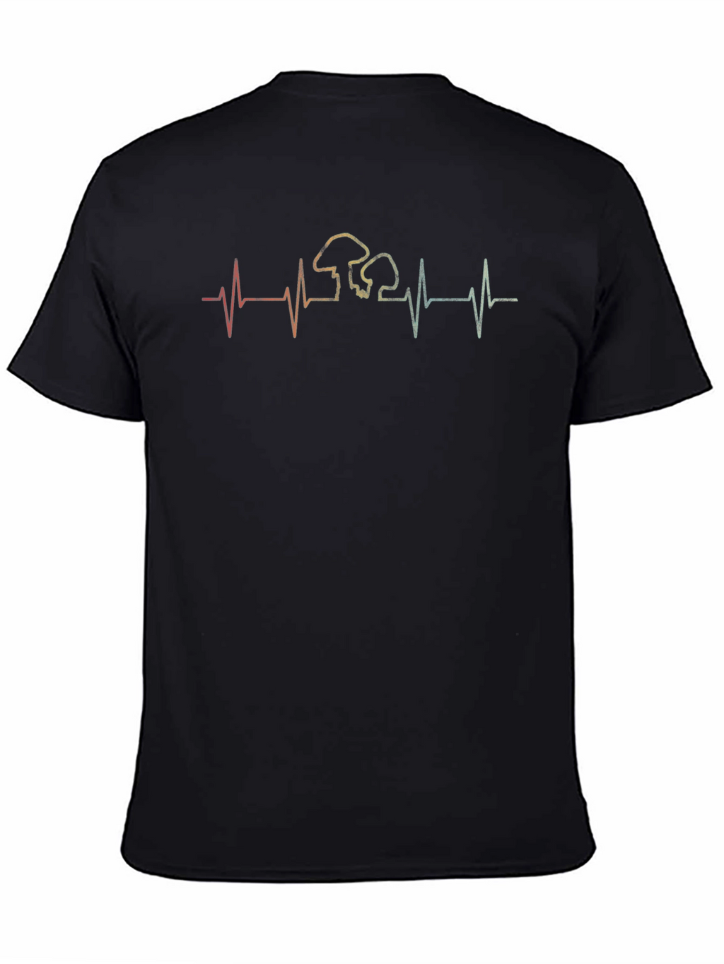 Mushroom Heartbeat Graphic Tee - Black Cotton T-Shirt