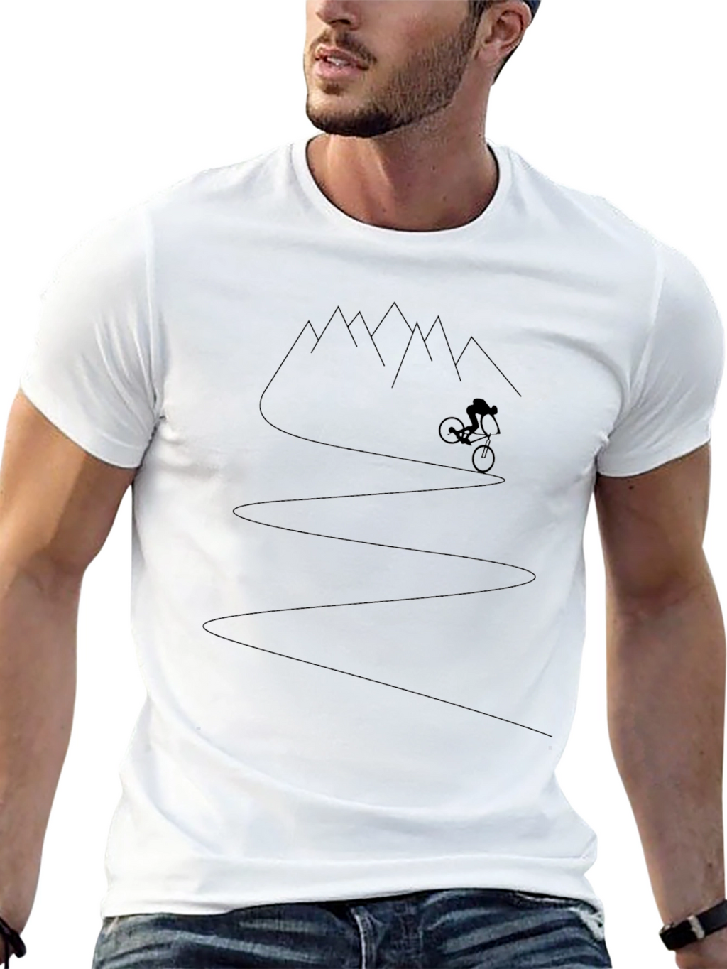 Mountain Biker Tee - Black Graphic T-Shirt