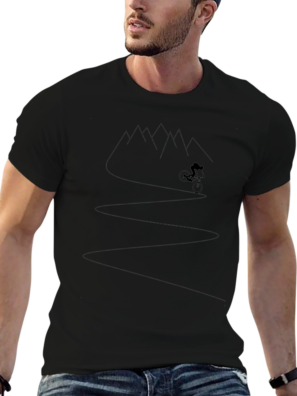 Mountain Biker Tee - Black Graphic T-Shirt