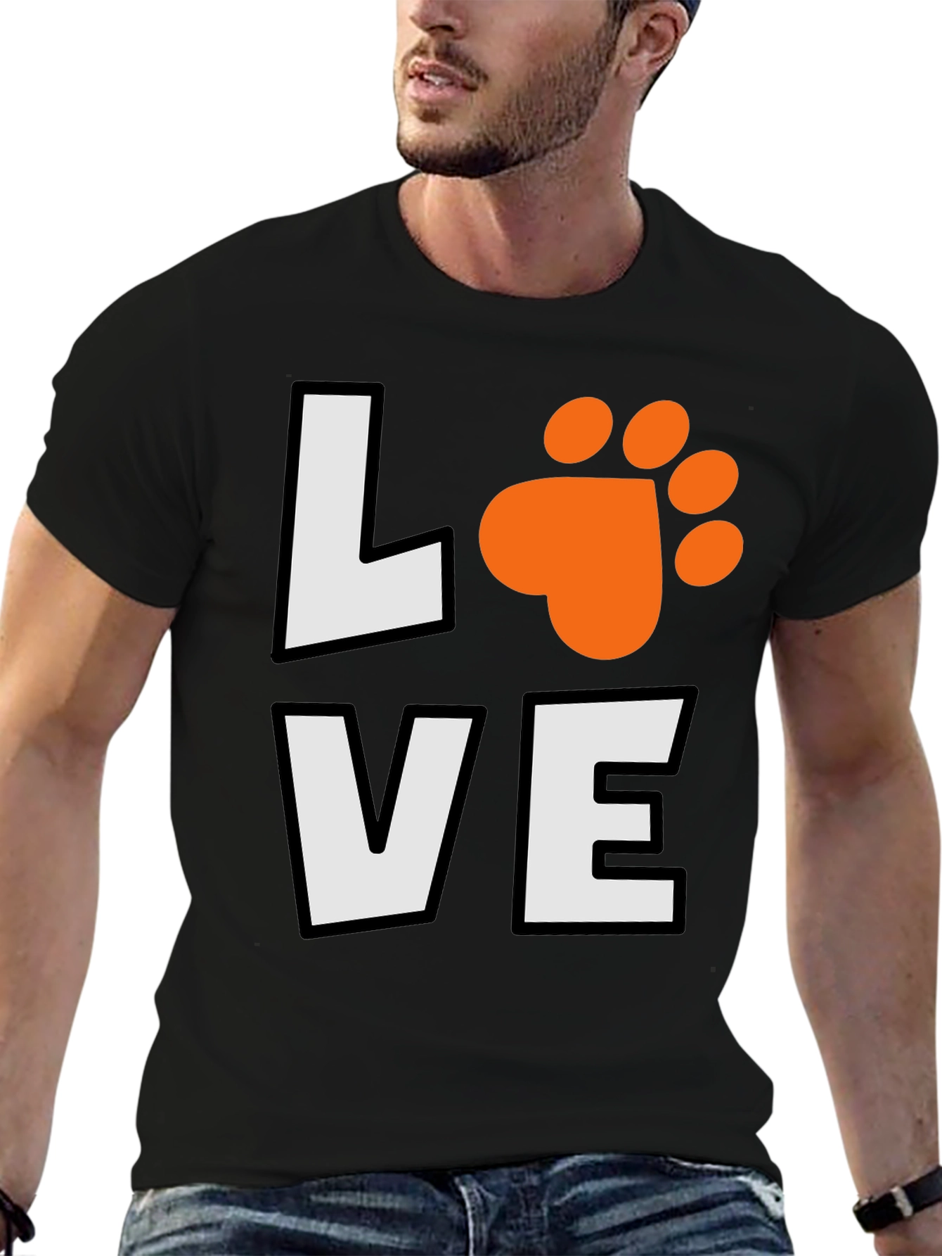 Love Paw Print Black Graphic Tee