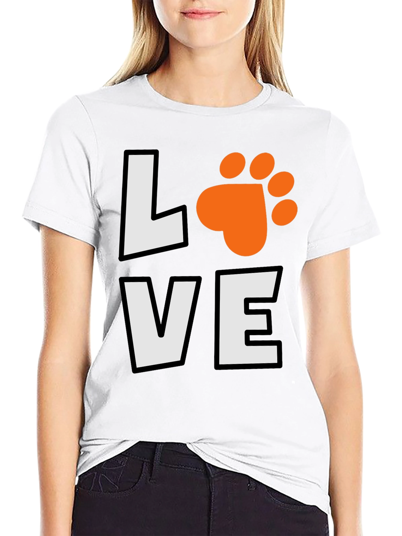 Love Paw Print Black Graphic Tee