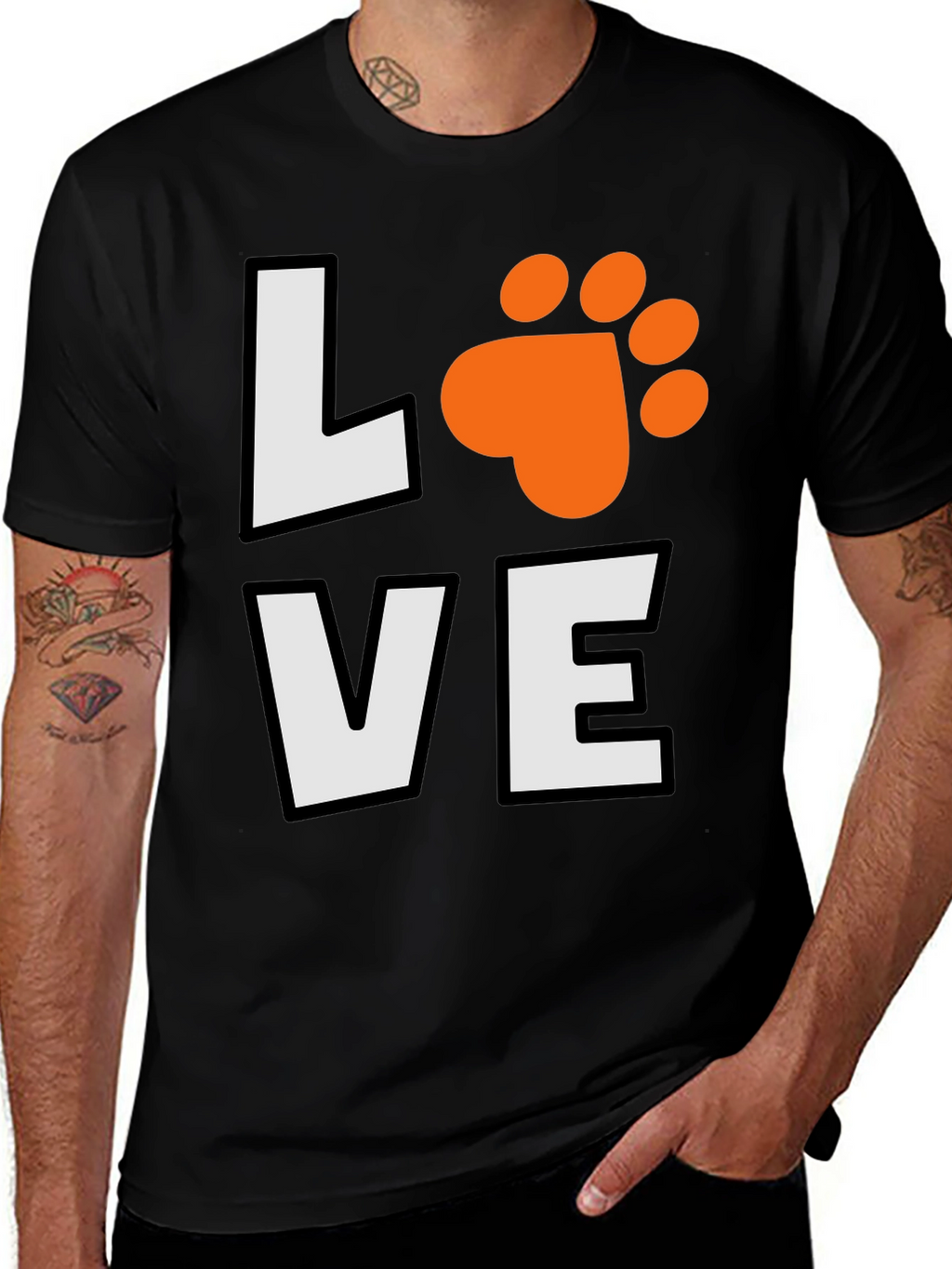 Love Paw Print Black Graphic Tee