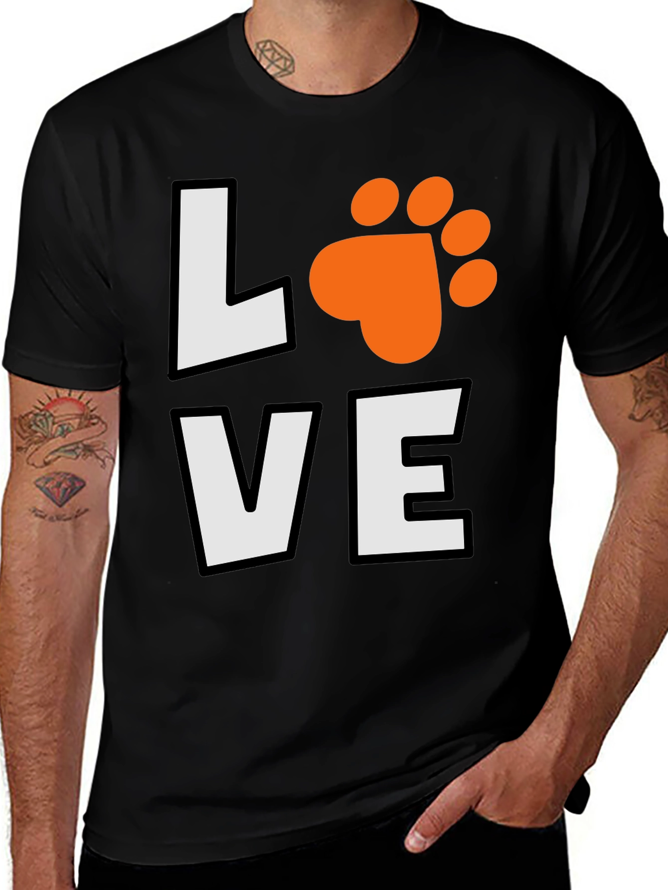 Love Paw Print Black Graphic Tee