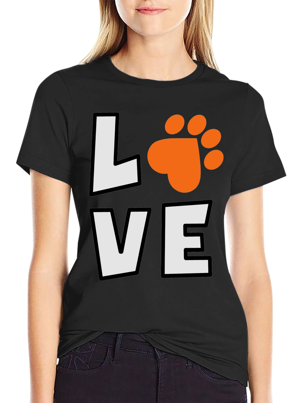 Love Paw Print Black Graphic Tee