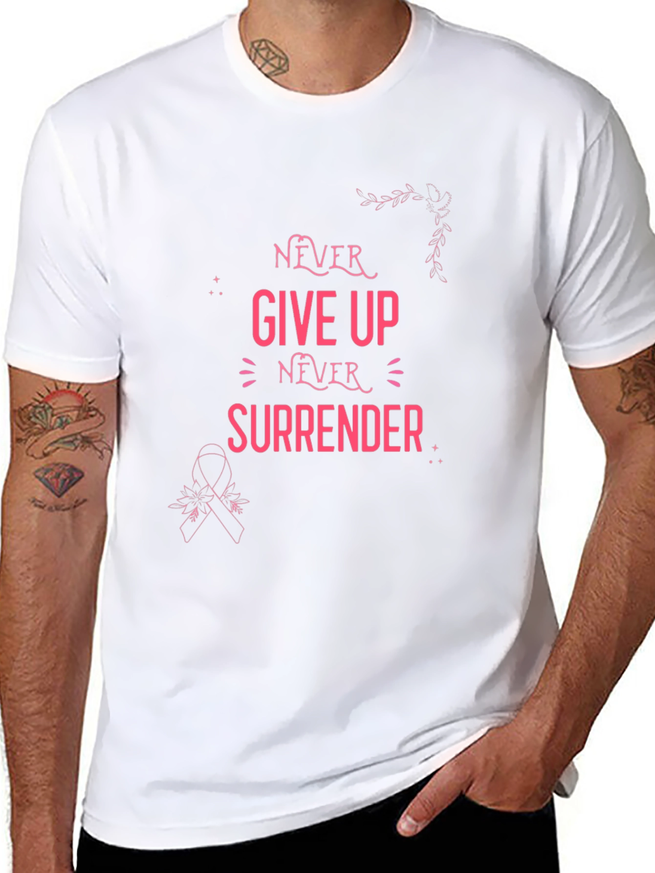 Never Give Up Breast Cancer Awareness T-Shirt