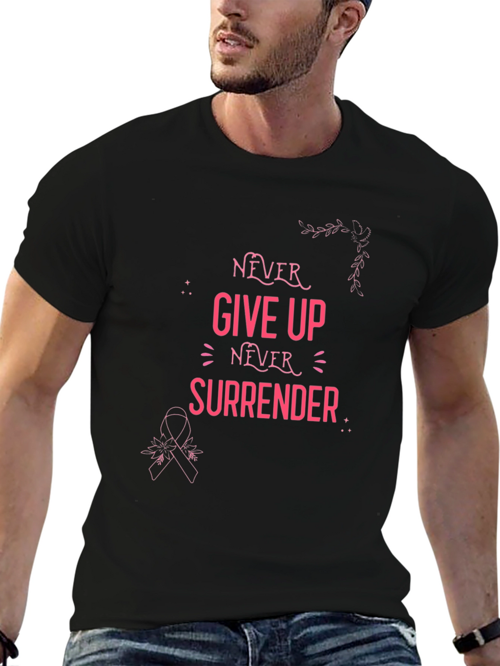 Never Give Up Breast Cancer Awareness T-Shirt
