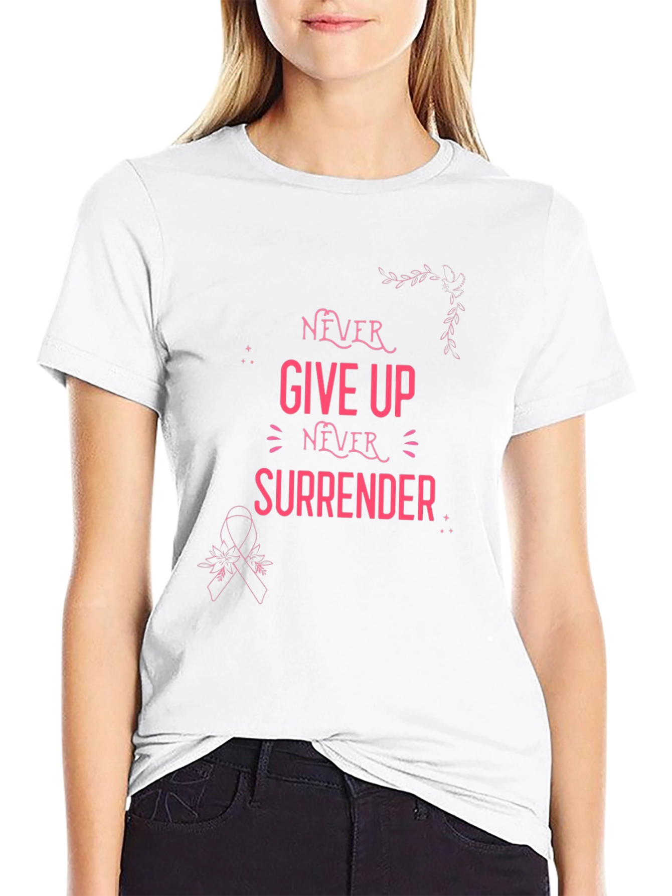 Never Give Up Breast Cancer Awareness T-Shirt