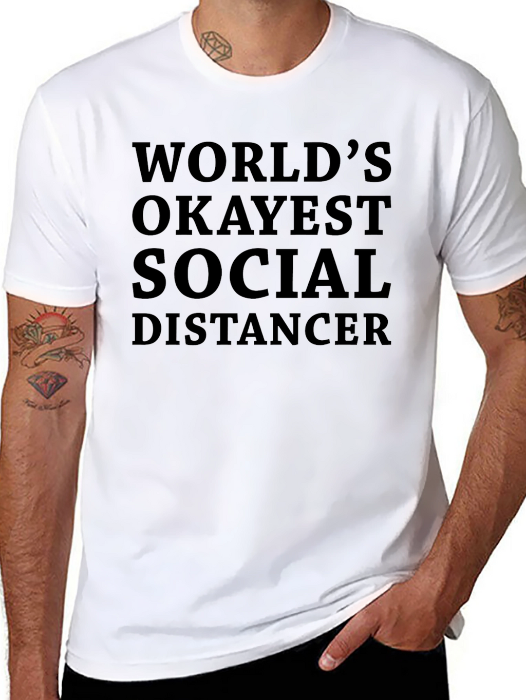 Worlds Okayest Social Distancer Black T-Shirt