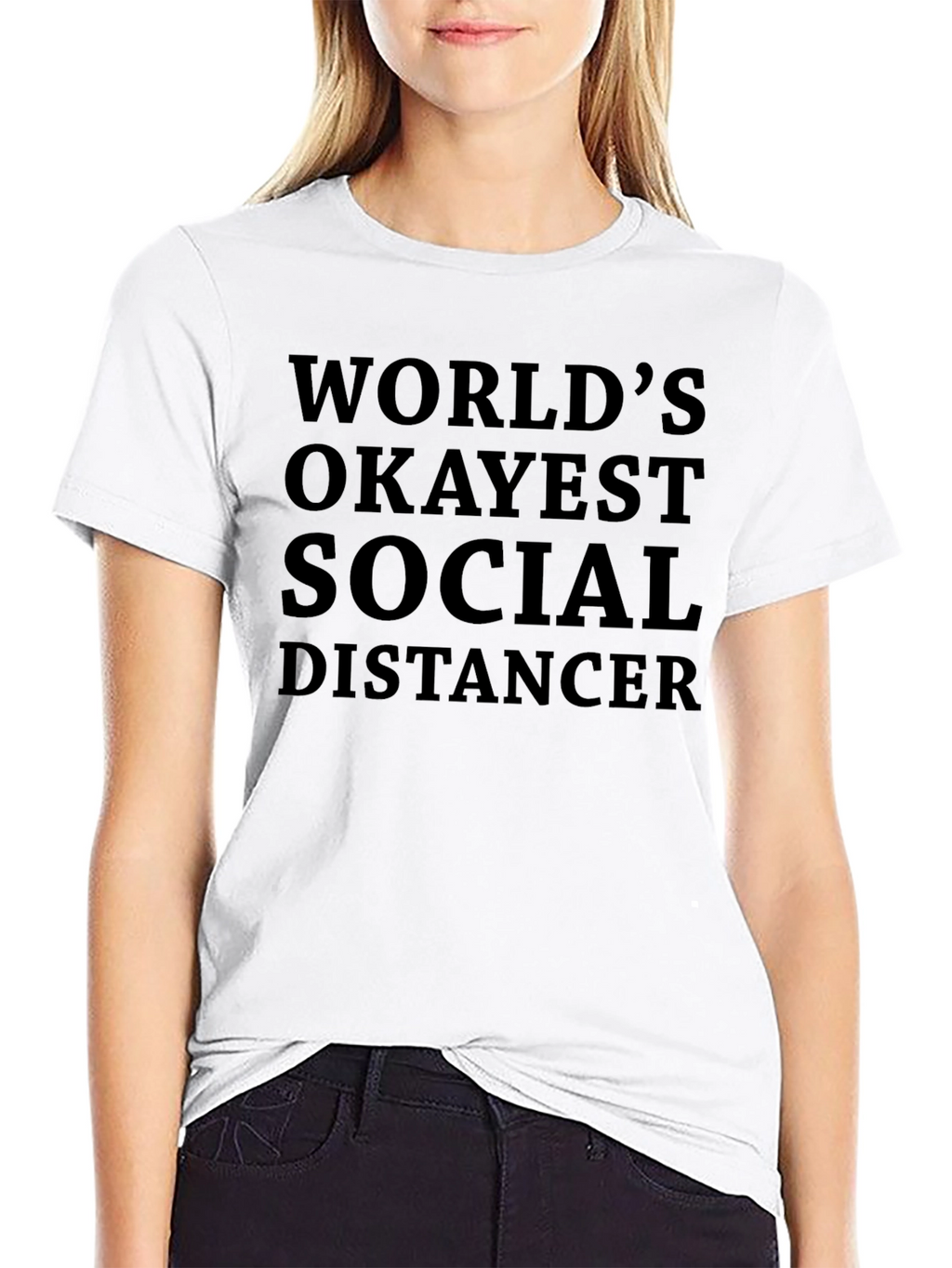 Worlds Okayest Social Distancer Black T-Shirt