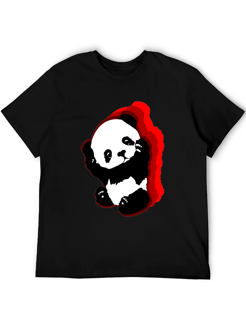 Cute Panda Graphic Tee - Soft Black Cotton T-Shirt