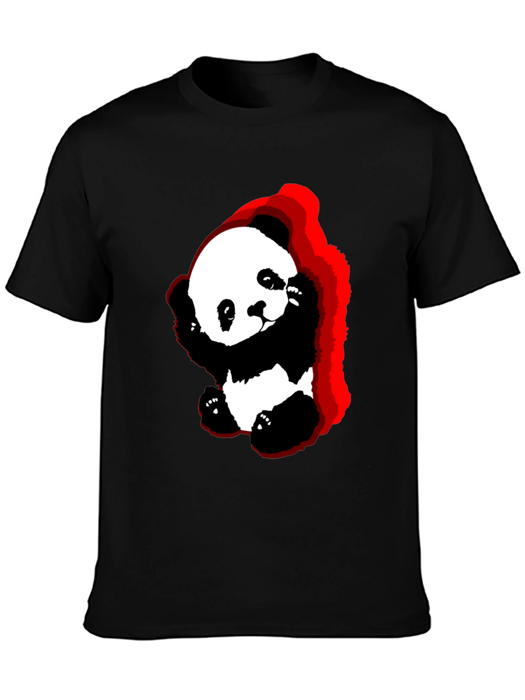 Cute Panda Graphic Tee - Soft Black Cotton T-Shirt