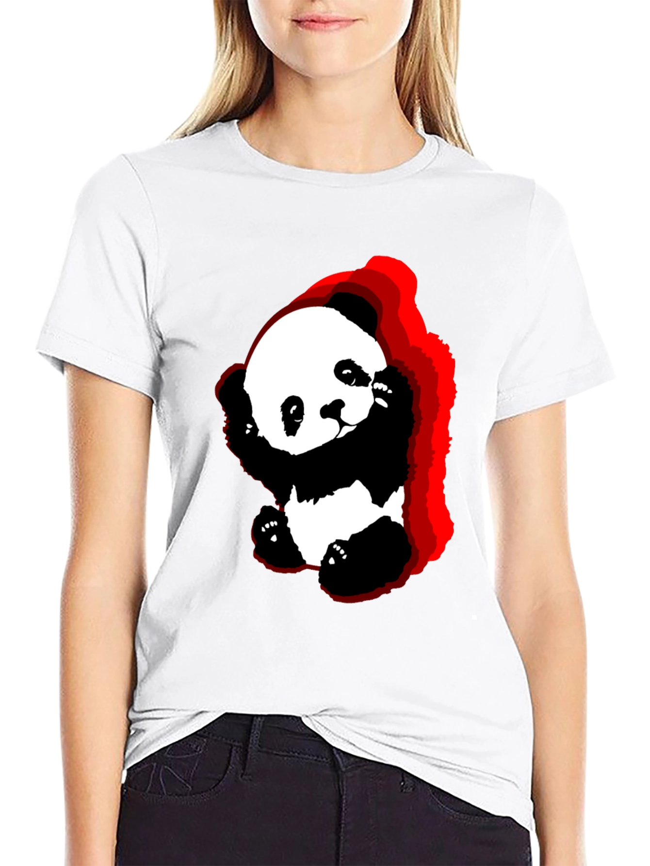 Cute Panda Graphic Tee - Soft Black Cotton T-Shirt