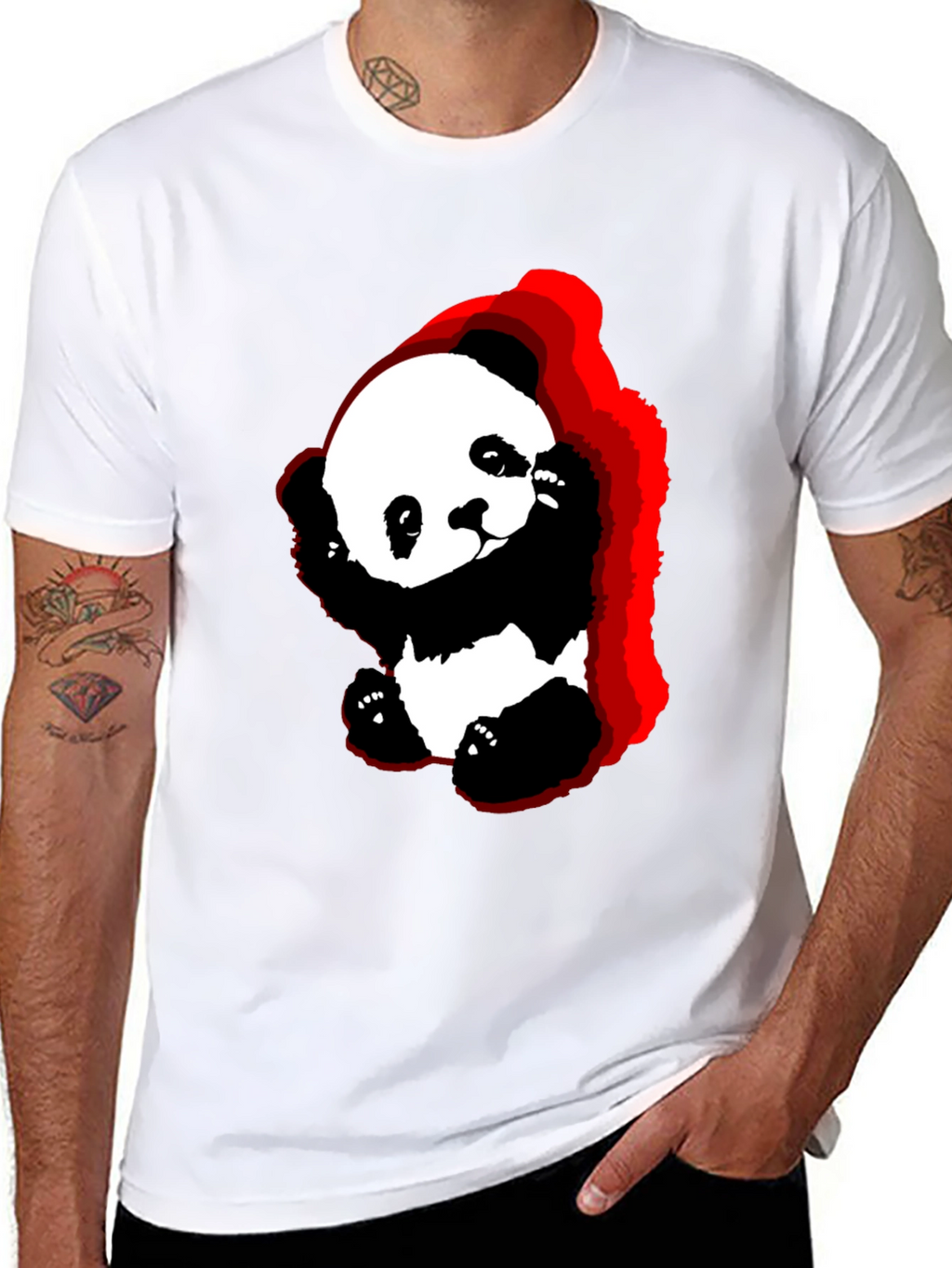 Cute Panda Graphic Tee - Soft Black Cotton T-Shirt