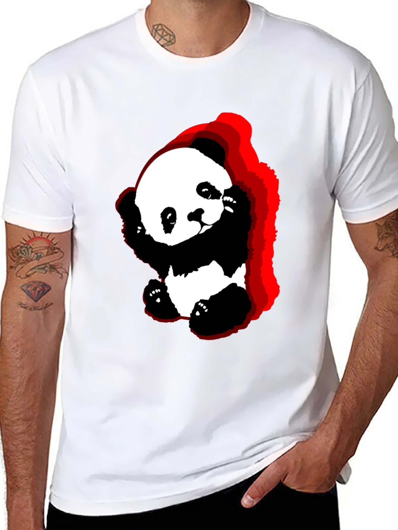 Cute Panda Graphic Tee - Soft Black Cotton T-Shirt