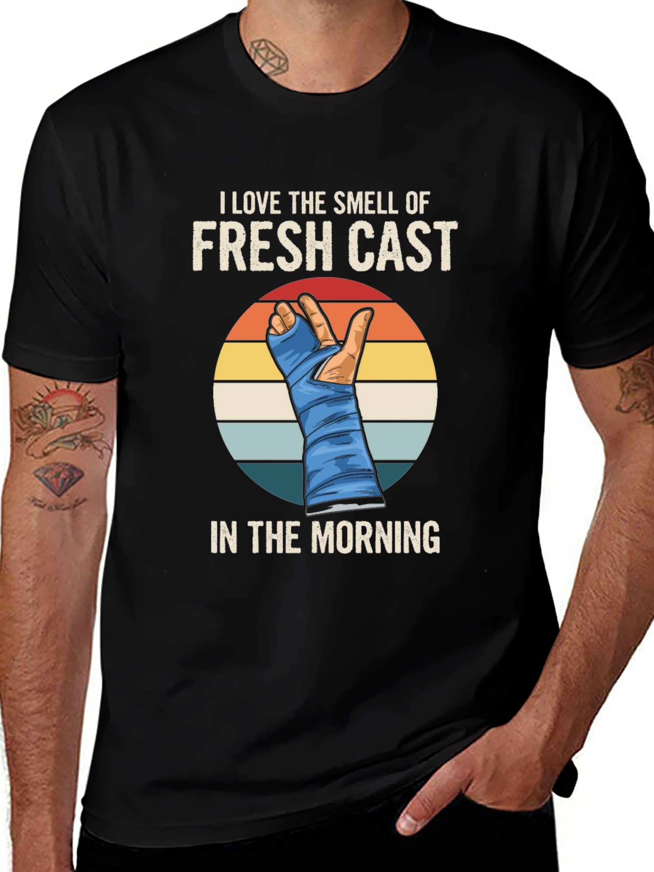Funny Broken Arm T-Shirt - I Love The Smell Of Fresh Cast