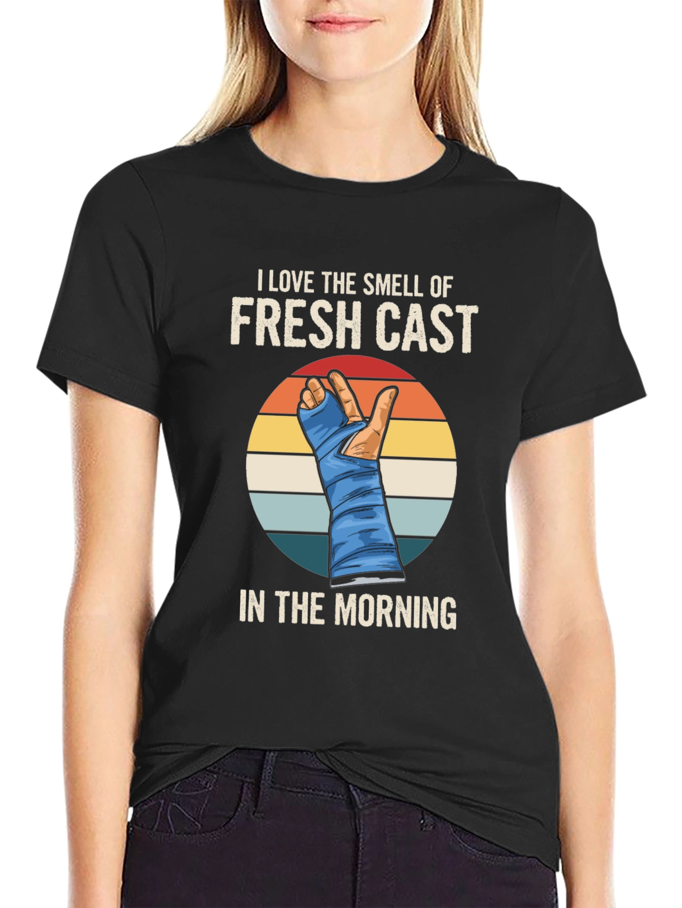 Funny Broken Arm T-Shirt - I Love The Smell Of Fresh Cast