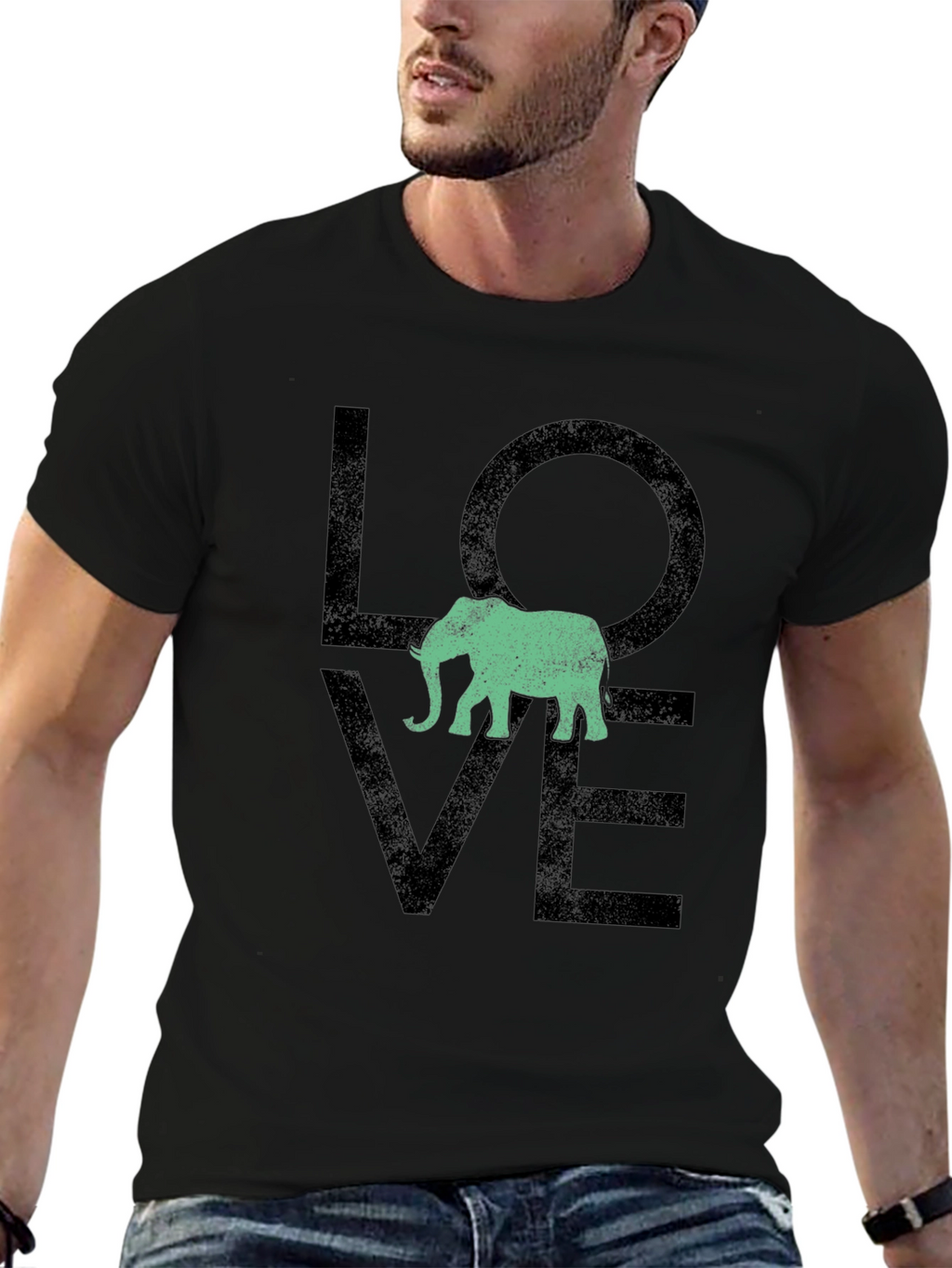 Love Elephant Graphic Tee - Black