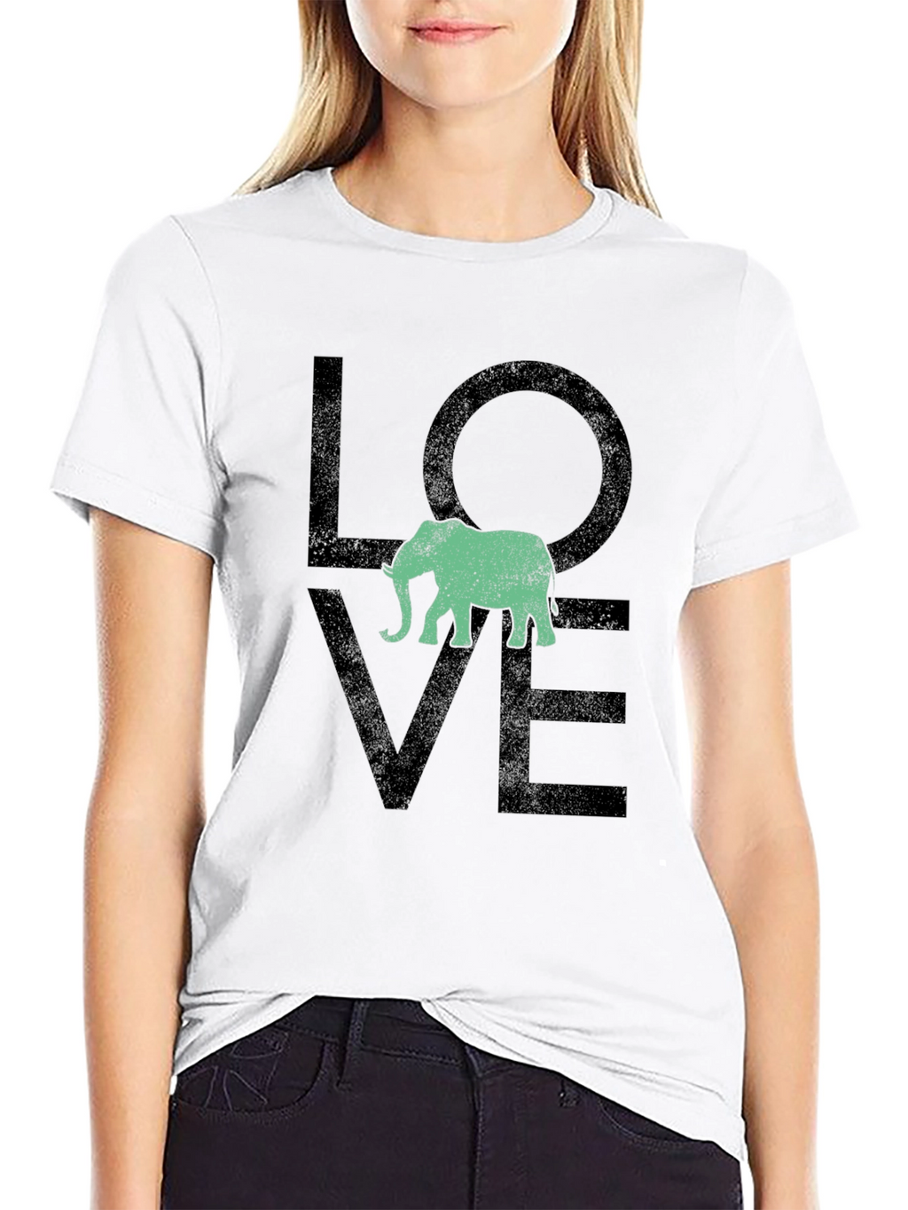 Love Elephant Graphic Tee - Black