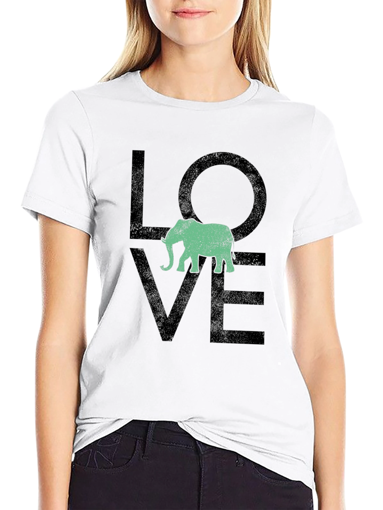 Love Elephant Graphic Tee - Black