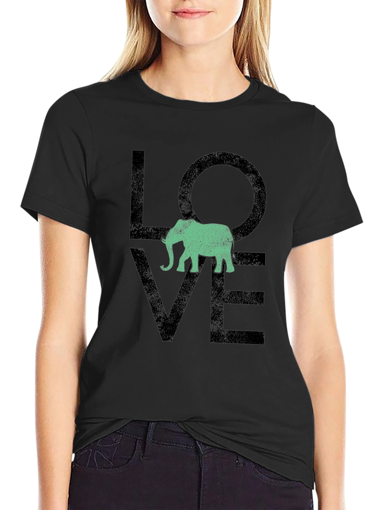Love Elephant Graphic Tee - Black