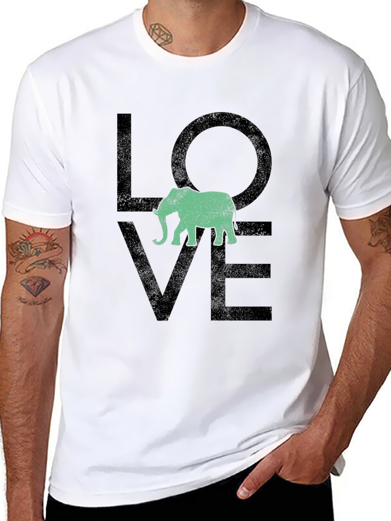 Love Elephant Graphic Tee - Black