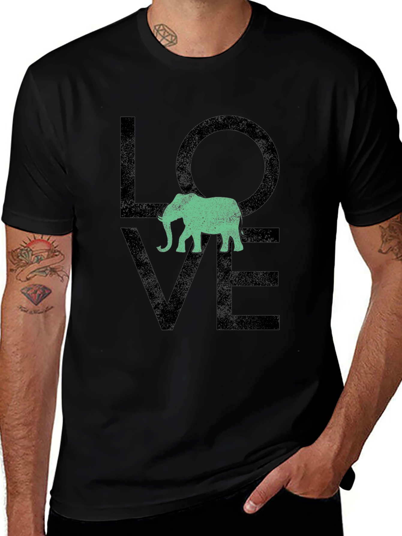 Love Elephant Graphic Tee - Black