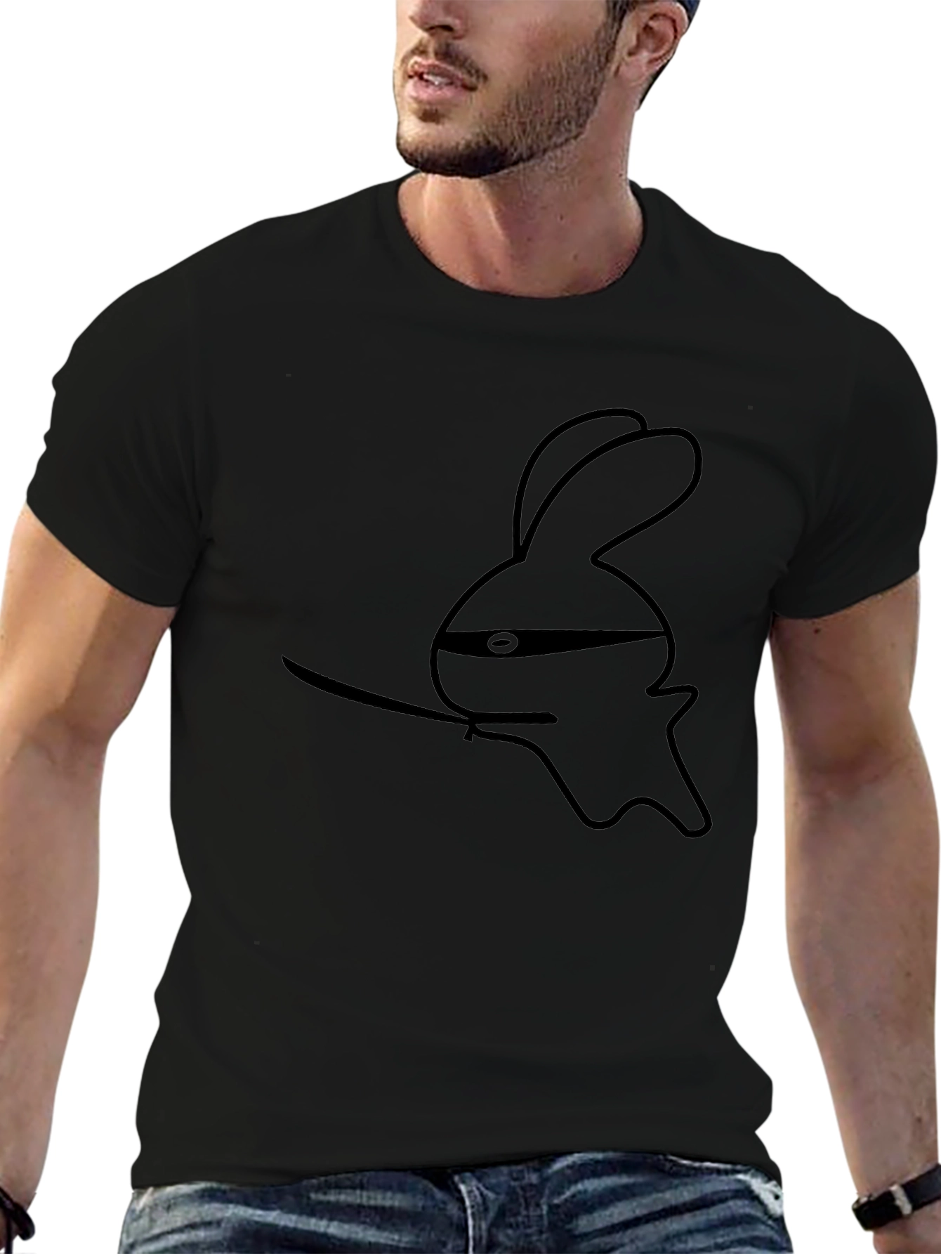 Ninja Rabbit Graphic Black T-Shirt