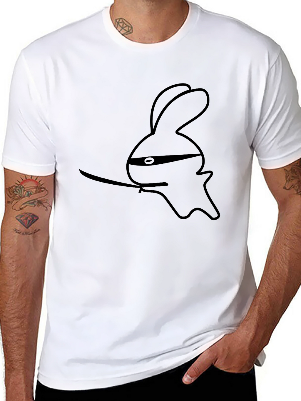 Ninja Rabbit Graphic Black T-Shirt