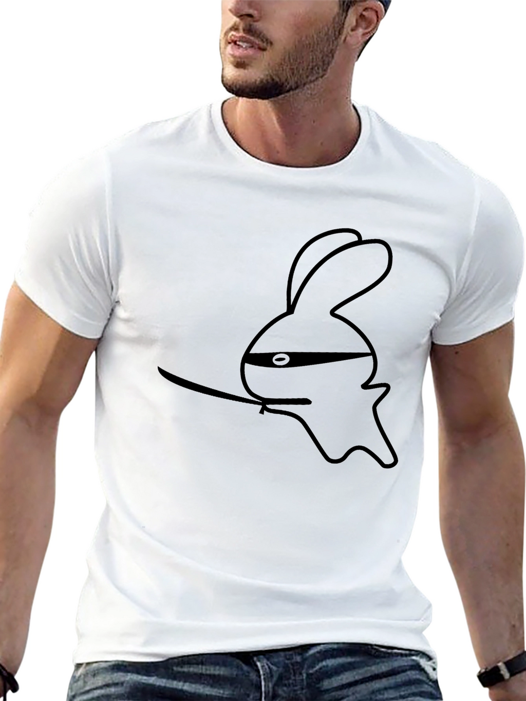 Ninja Rabbit Graphic Black T-Shirt