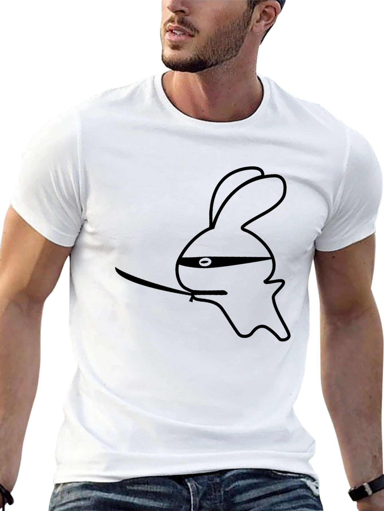 Ninja Rabbit Graphic Black T-Shirt