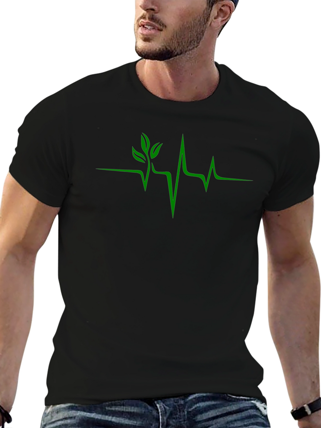 Nature Heartbeat Graphic Tee - Black