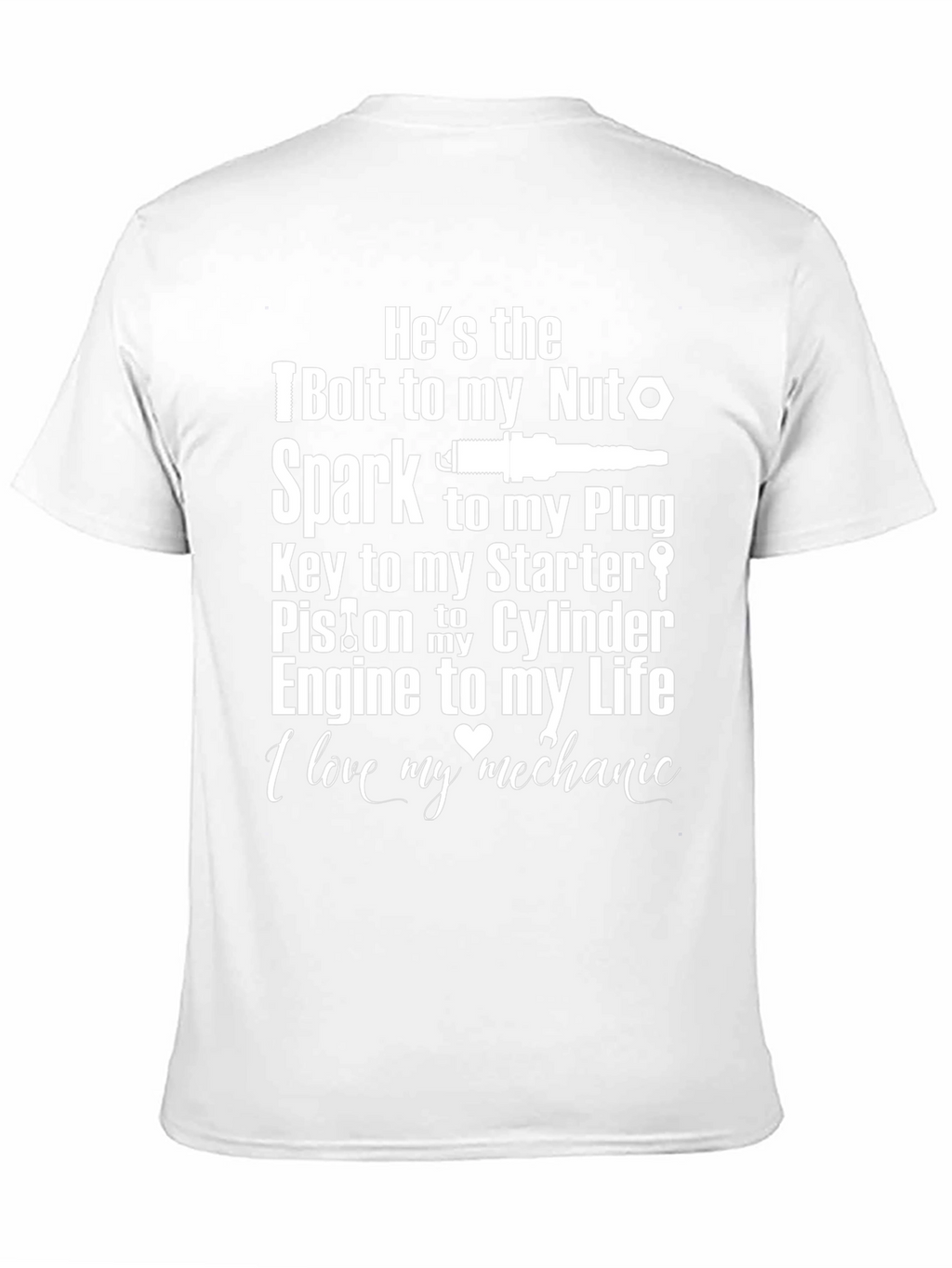 Mechanic Love T-Shirt - Bolt Nut Spark Plug Design