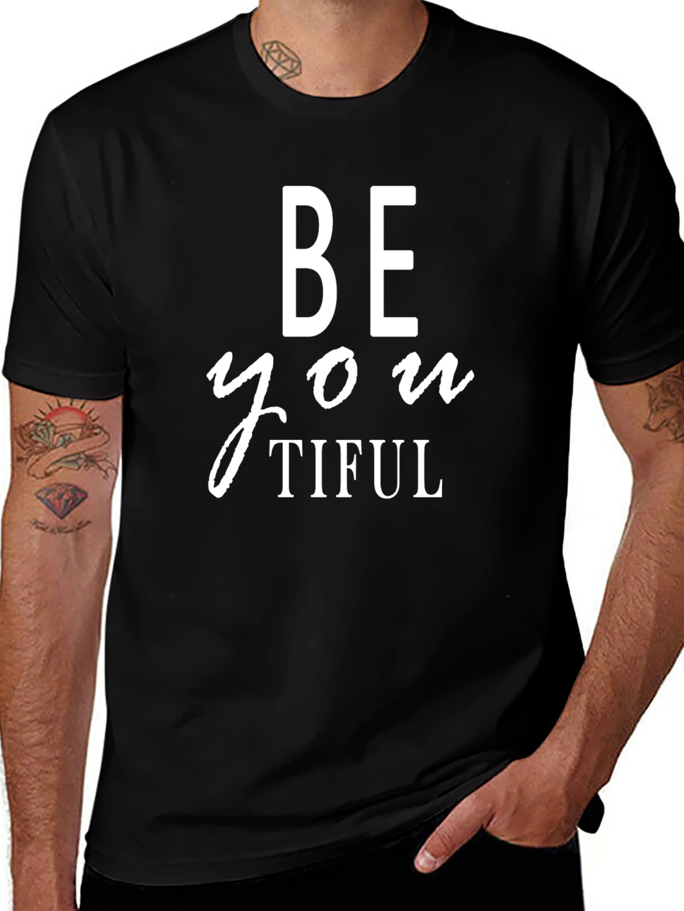 Be You Tiful Graphic Tee - Black Casual T-Shirt