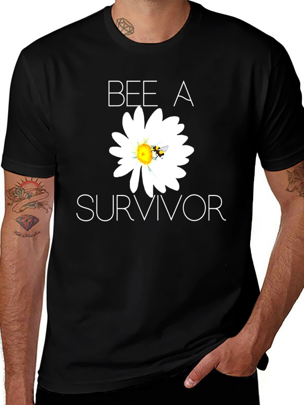 Bee A Survivor T-Shirt - Black Cotton Blend