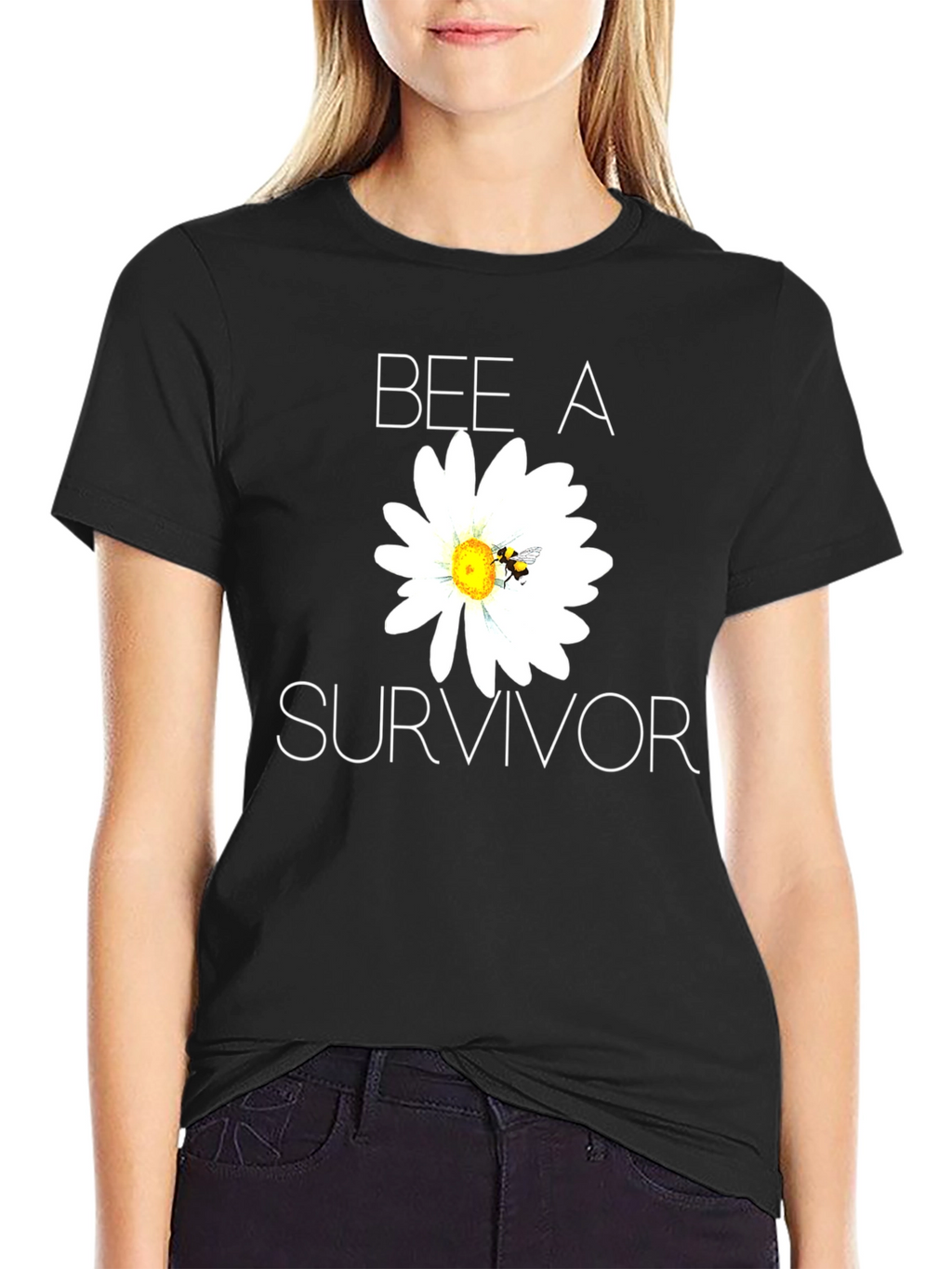 Bee A Survivor T-Shirt - Black Cotton Blend