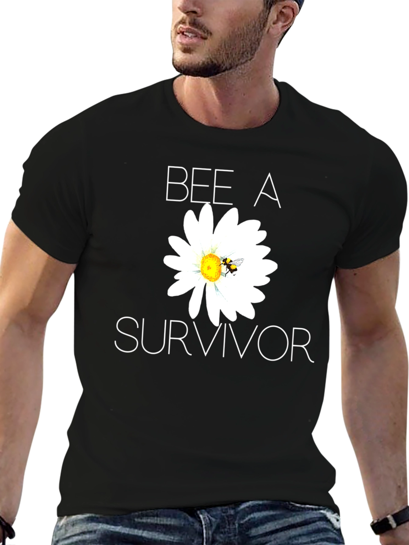 Bee A Survivor T-Shirt - Black Cotton Blend